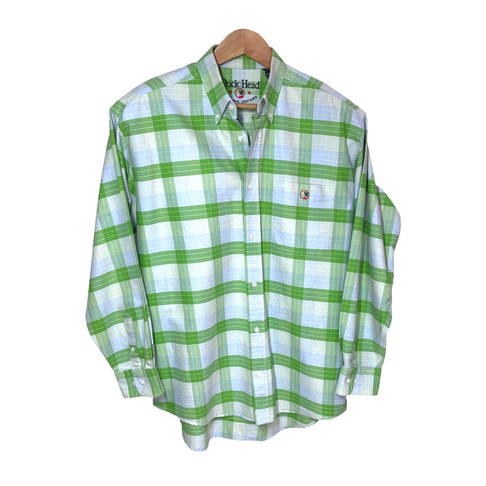 Duck Head Mens Green Plaid Classic Oxford Long Sleeve Oversized Shirt Size M